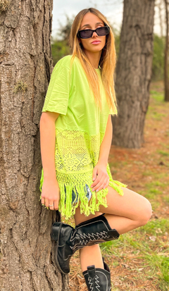 Remera Amplia Con Crochet y Flecos VT 23519 - tienda online
