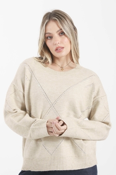 Maxi Sweater Calado Con Stras VTL 679