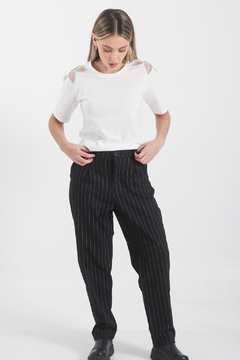 Pantalon Sastrero Rayado Pinzas FEDERICA - comprar online
