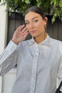 Camisa Poplin Con Stras VTK4124