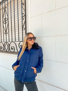 Campera Cuello Piel AUGUSTA AZUL Art4456 en internet