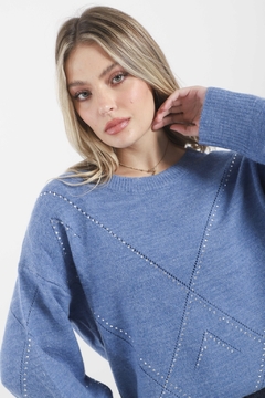 Maxi Sweater Calado Con Stras VTL 679 - comprar online