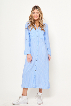 Vestido Camisero Rayado - comprar online