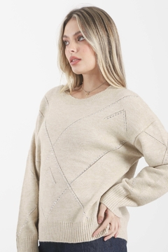 Maxi Sweater Calado Con Stras VTL 679 - tienda online
