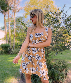 Vestido Simil Lino Nudo Espalda ROYSEN FLOREADO
