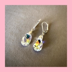 Aros Colgantes con forma de Gota de Plata y Cristal