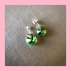 Aros de Plata con Corazón de Cristal de 10 mm