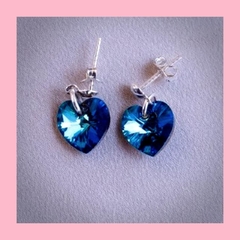 Aros de Plata con Corazón de Cristal de 10 mm