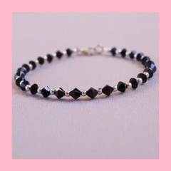 Pulsera de Cristal color Negra y Plata