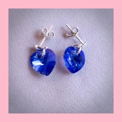 Aros de Plata con Corazón de Cristal de 10 mm