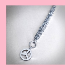 Pulsera de Multicadenas con Dije del Simbolo de la Paz