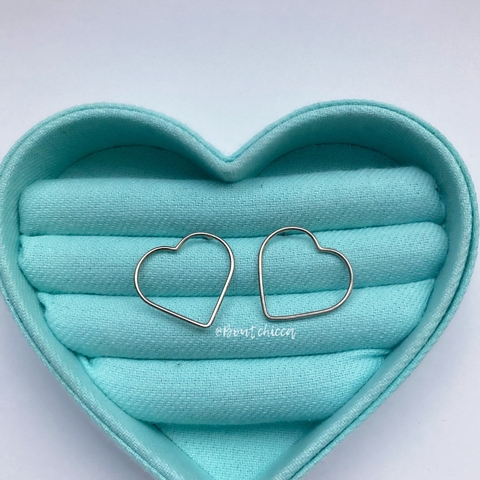 Brinco Coração Vazado Tubular Grande- Prata 925