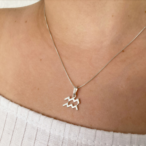Colar Signo Aquário - Prata 925