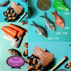 Casita de Muñecas Comida Comidita Accesorios para Muñecas Escala Barbie Lol Victoriana Porcelana Fria  pescados filet mariscos