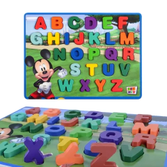 Brinquedo Educativo Encaixe Divertido Mdf - Mickey Letras Maiúsculas