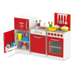 Kit Cozinha De Madeira Junges - Vermelho