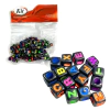 Kit Miçanga Conta Dado Letras Preta 6 mm x 6 mm 25g Preta