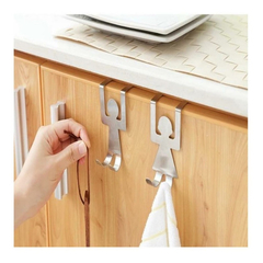 Set X2 Ganchos Perchero Para Puerta Hombrecito Acero Inox - comprar online