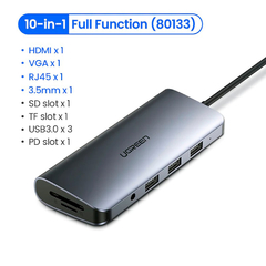 Hub adptador Usb-c 10/1 Ugreen Cm179 Hdmi Rede Sd