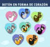 Botón en forma de corazón - Gatitos