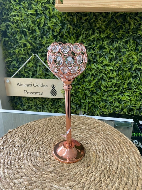 Castiçal Cristal Grande Rose Gold