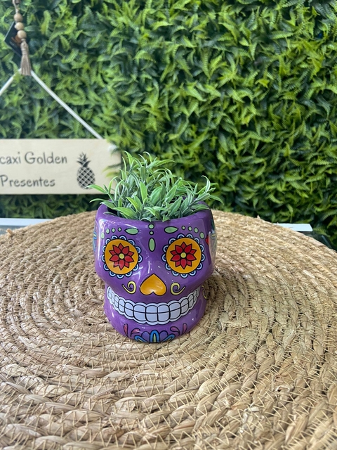 Cachepo Caveira Mexicana Roxa