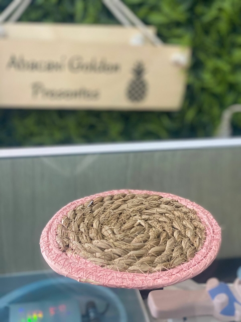 Porta Copo Juta Rosa