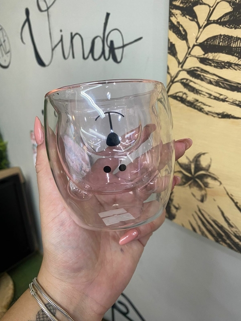 Copo Duplo Urso Rosa
