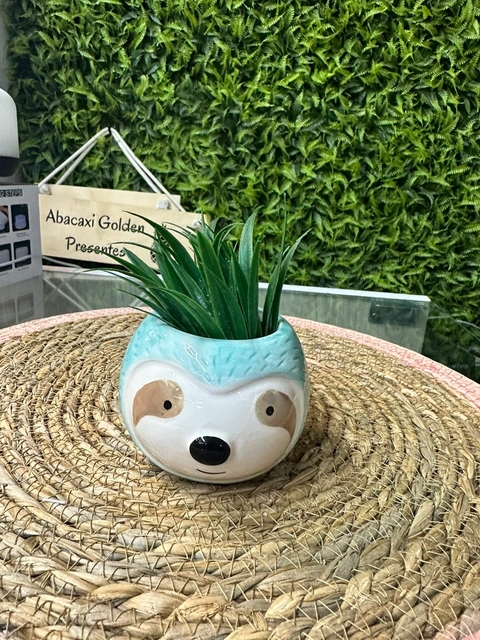 Cachepo Bicho Preguiça Verde Água