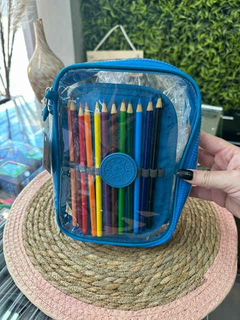 Estojo Transparente Azul