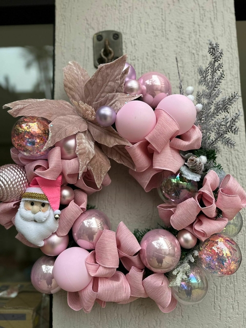 Guirlanda Rosa Papai Noel