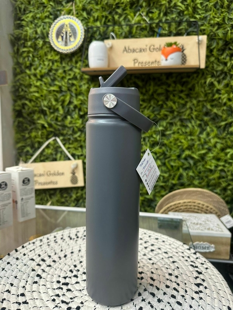 Garrafa Canudo Térmica Cinza - comprar online
