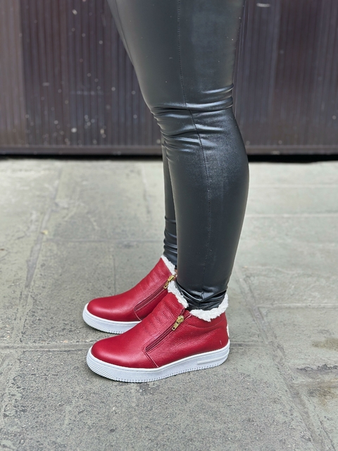 TÊNIS BOOT FORRADO COM PELO EM COURO MARSALA - BOOT BEE 2.0 - comprar online