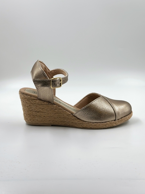 Sandalia Anabela em Couro Cor Dourada - Capri - comprar online