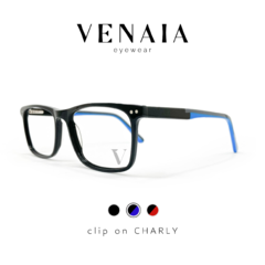 Clip on CHARLY Negro y azul - Venaia Eyewear