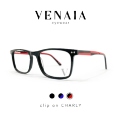 Clip on CHARLY Negro y rojo - Venaia Eyewear