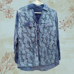 Blusa de encaje teñido artesanal