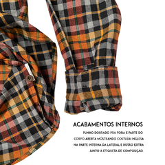 Camisa Cris manga longa flanela xadrez laranja - Transa 55
