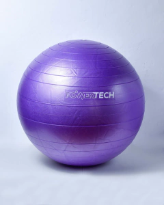 Pelota de esferodinamia de 75 cm color púrpura de la marca POWERTECH, ideal para yoga y fitness.