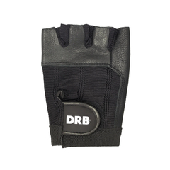 Guante de gimnasio DRB, modelo Lift 2.0, confeccionado en cuero y lycra, con diseño sin dedos y ajuste de velcro.