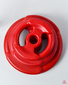 Disco de PVC rojo con agarre para Body Pump de la marca Mir, diseñado para ejercicios de fitness.