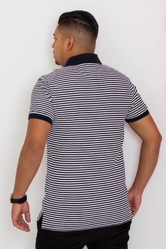 Polo Tommy Hilfiger Listrada Regular Fit Preto e Branco na internet