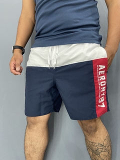 Bermuda Aeropostale Branco, Vermelho e Marinho Poliamida