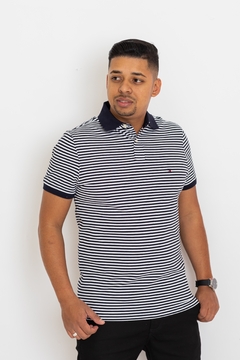Polo Tommy Hilfiger Listrada Regular Fit Preto e Branco