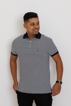 Polo Tommy Hilfiger Listrada Regular Fit Preto e Branco - Jeh Modas Store | Moda Masculina 