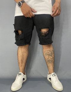 Bermuda Jeans Jay Jones Destroyed Preto