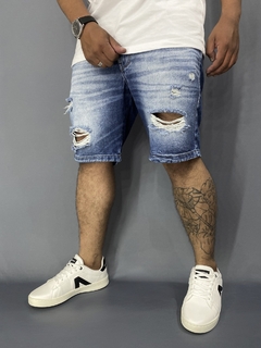Bermuda Jeans Jay Jones Azul Rasgada