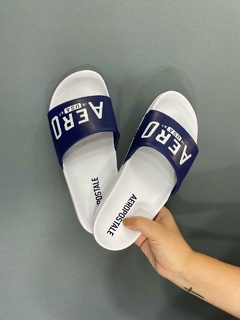 Chinelo Aeropostale Slide Aero USA 1987 Branco e Marinho