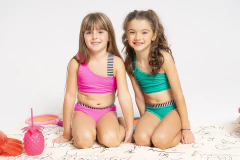 Bikini de nenas a un hombro, con elástico ancho a rayas. Calidad premium. Art 8303 en internet