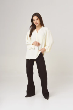 Pantalon wide leg, de bengalina. Con elástico en cintura en parte posterior. - Proverbio